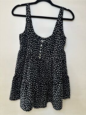 Urban Outfitters Black and White Dot Button-Front romper